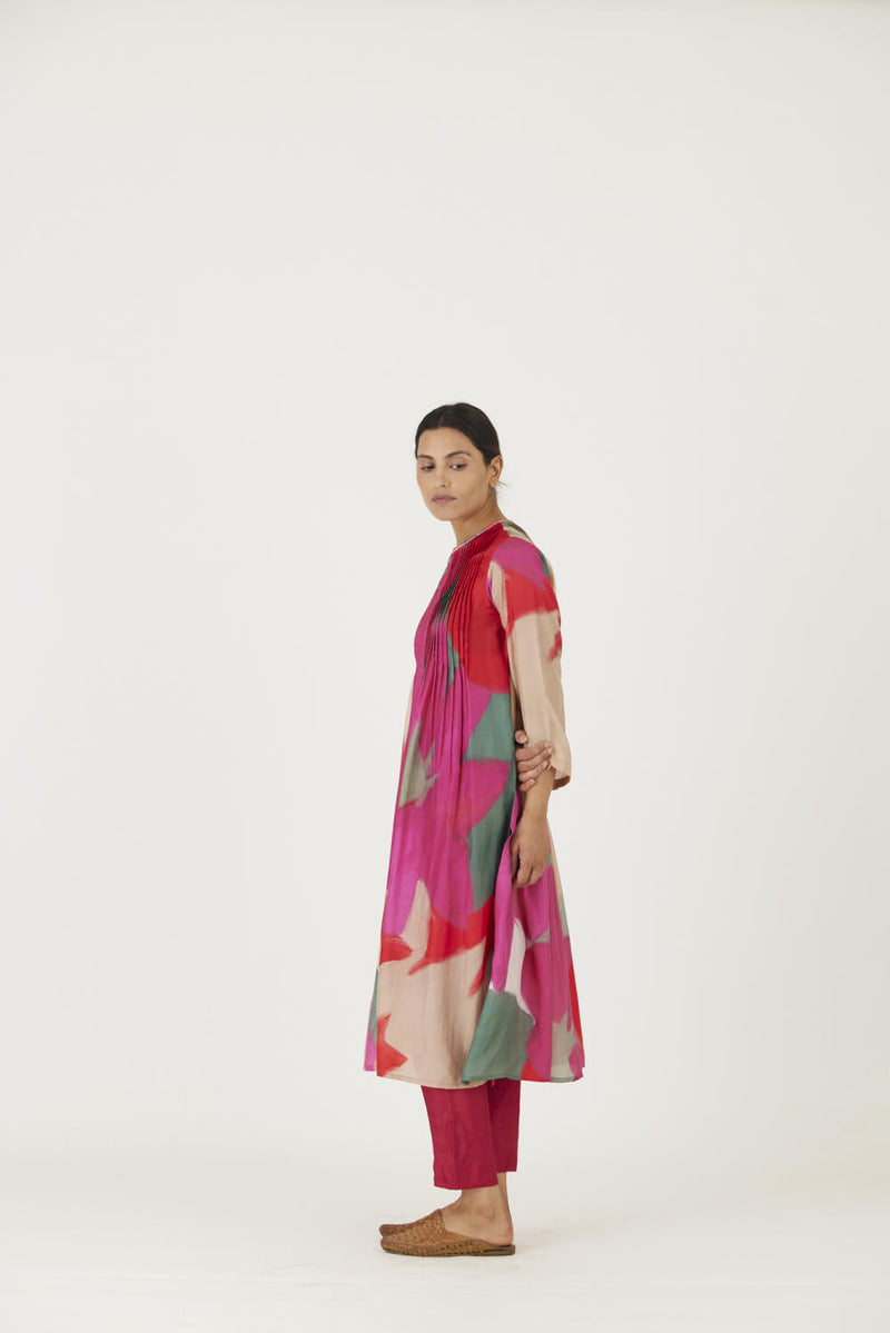LEI LANI RED PINTUCKS KURTA SET Kurta Sets by Yam for women Worldwide
