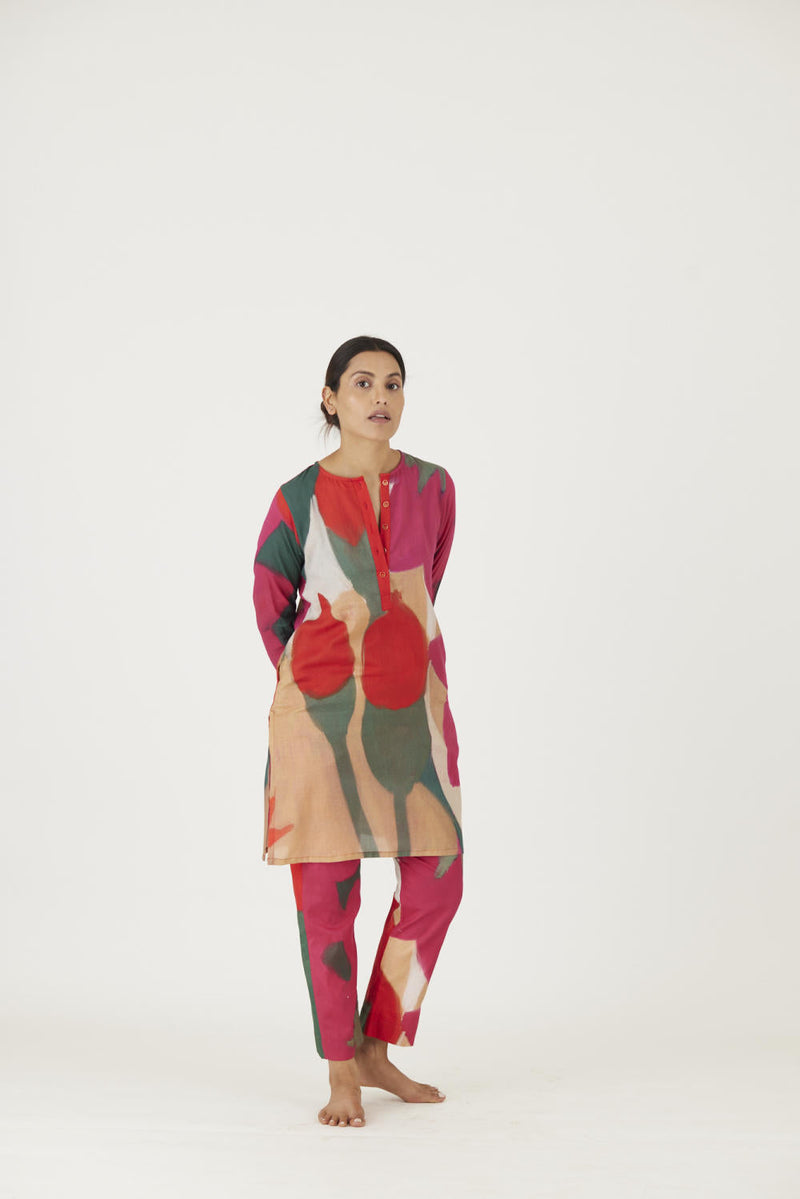 LEI LANI RED SHORT KURTA SET Kurta Sets by Yam for women Worldwide