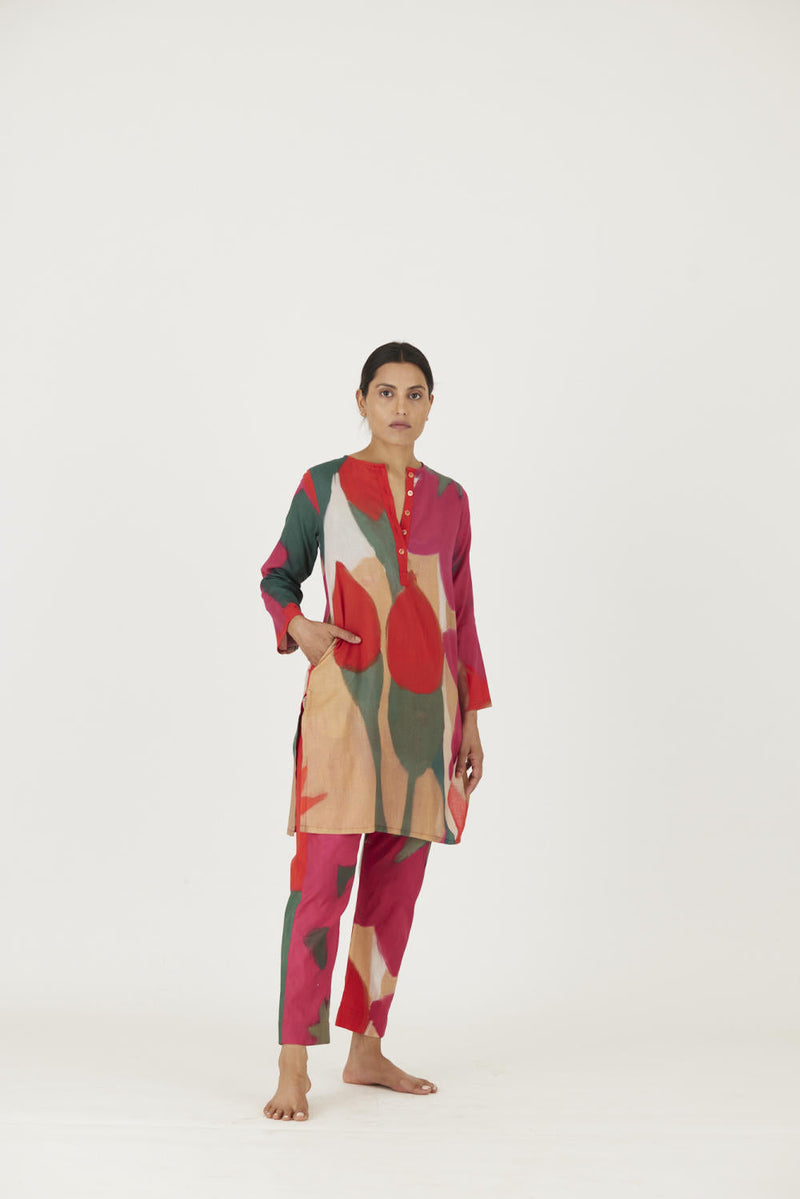 LEI LANI RED SHORT KURTA SET Kurta Sets by Yam for women Worldwide