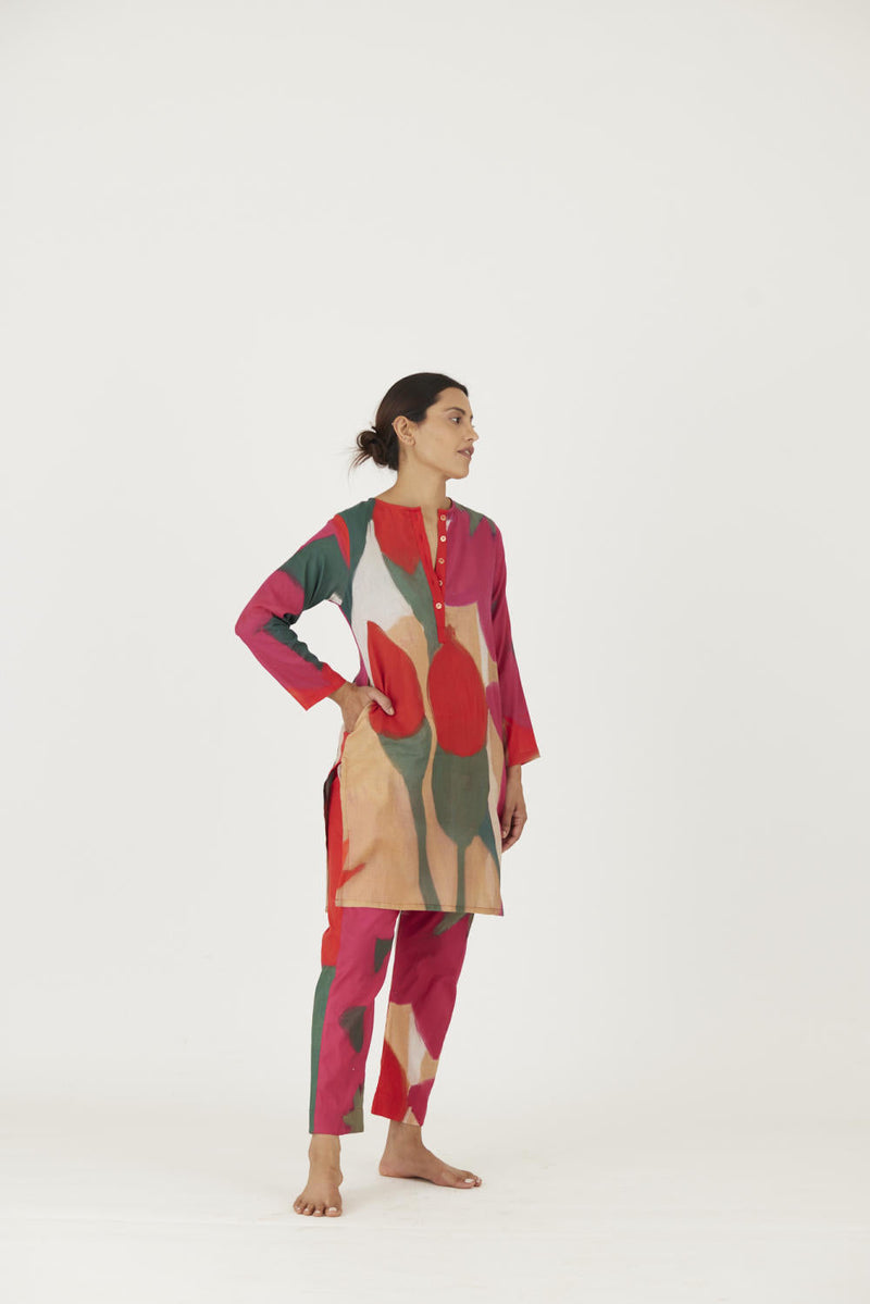 LEI LANI RED SHORT KURTA SET Kurta Sets by Yam for women Worldwide
