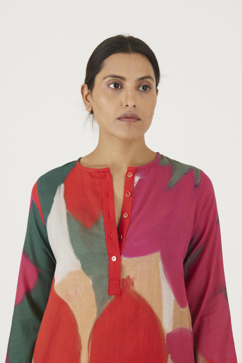 LEI LANI RED SHORT KURTA SET Kurta Sets by Yam for women Worldwide