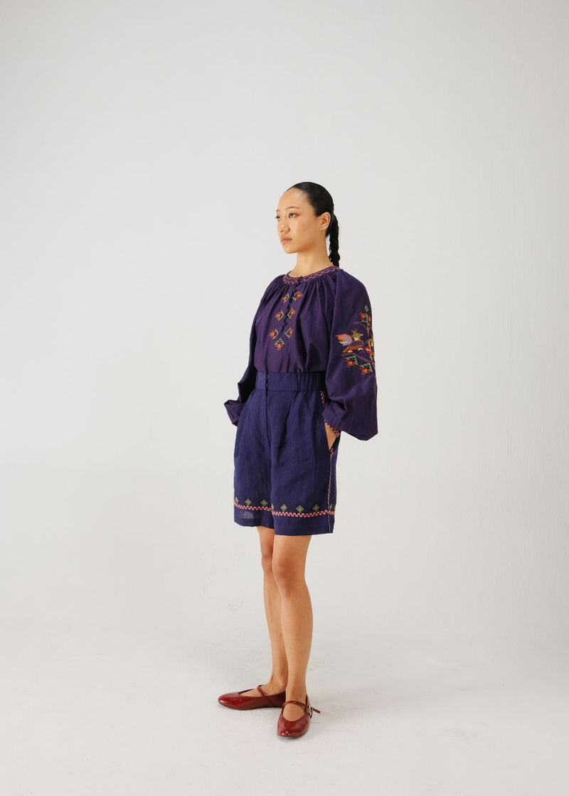 Lido set-Ink folk emb. silk by CORD for women Worldwide