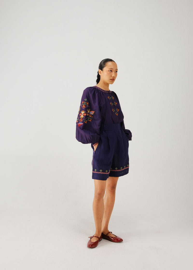 Lido set-Ink folk emb. silk by CORD for women Worldwide