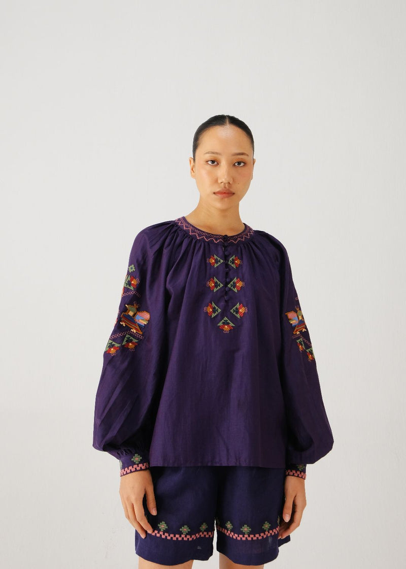 Lido top-Ink folk emb. silk by CORD for women Worldwide