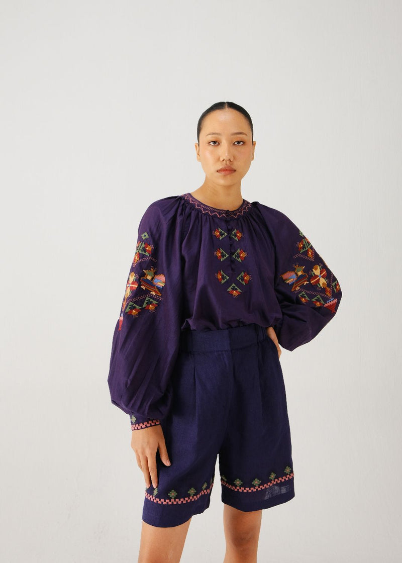 Lido top-Ink folk emb. silk by CORD for women Worldwide