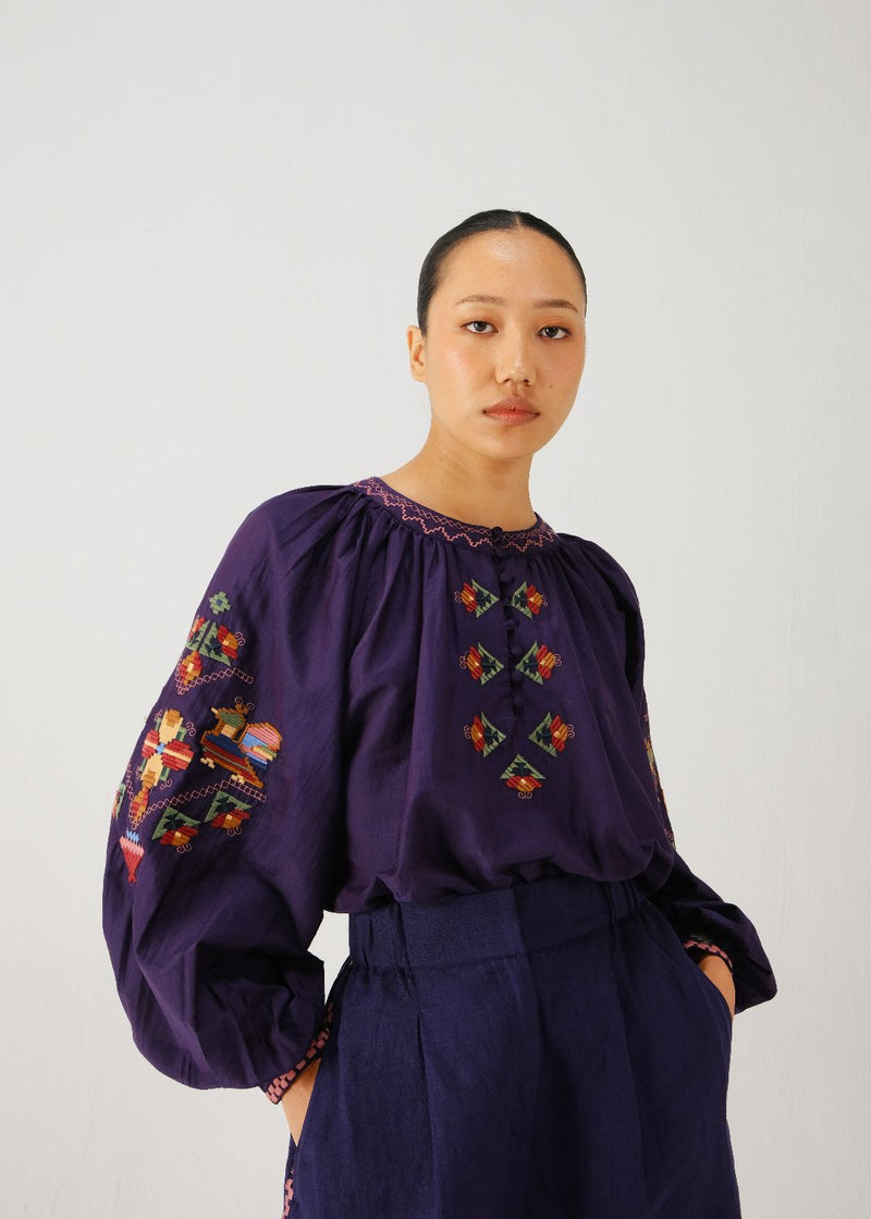 Lido top-Ink folk emb. silk by CORD for women Worldwide