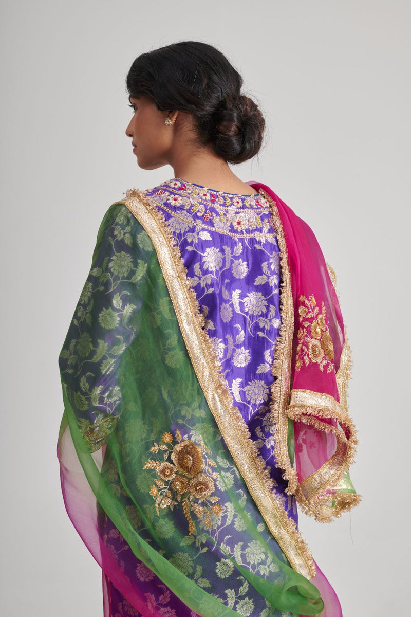 LILA DUPATTA organza by Rashika Mittal in multi color for women Worldwide
