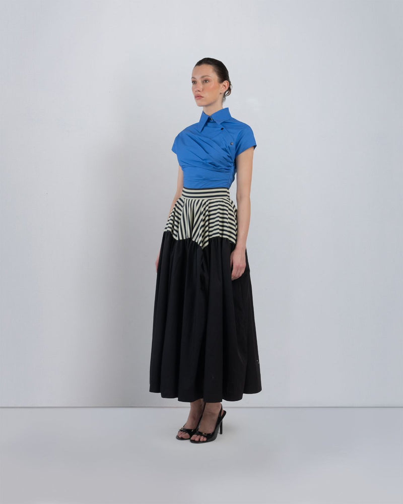 LILLE DRESS - Cobalt + Black + Black/White Stripes dress by Leh Studios in cobalt for women Worldwide