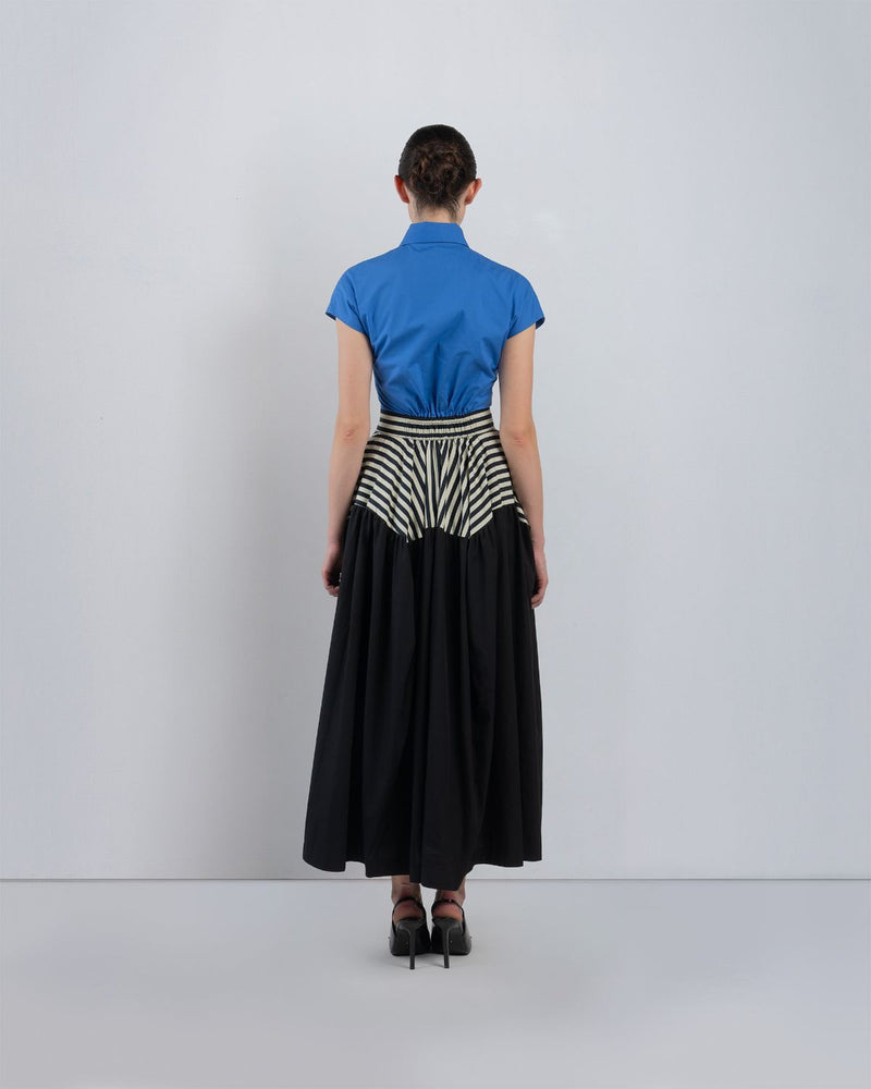 LILLE DRESS - Cobalt + Black + Black/White Stripes dress by Leh Studios in cobalt for women Worldwide