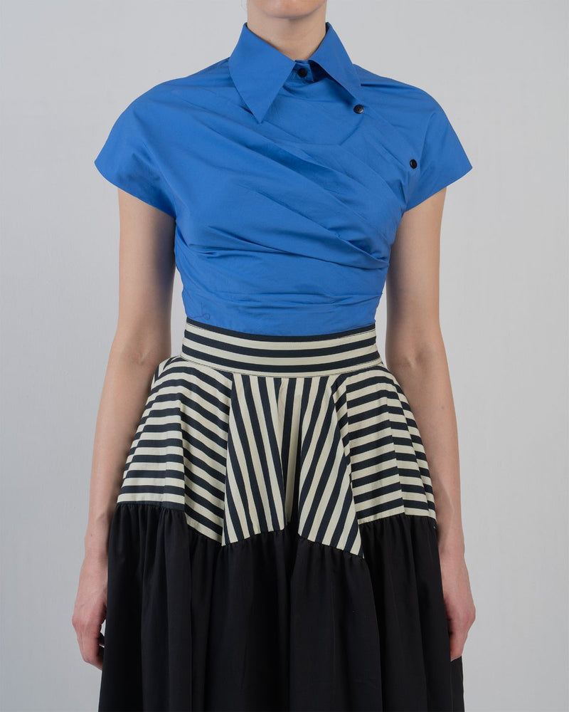 LILLE DRESS - Cobalt + Black + Black/White Stripes dress by Leh Studios in cobalt for women Worldwide