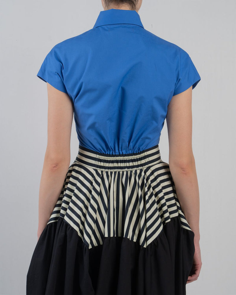 LILLE DRESS - Cobalt + Black + Black/White Stripes dress by Leh Studios in cobalt for women Worldwide
