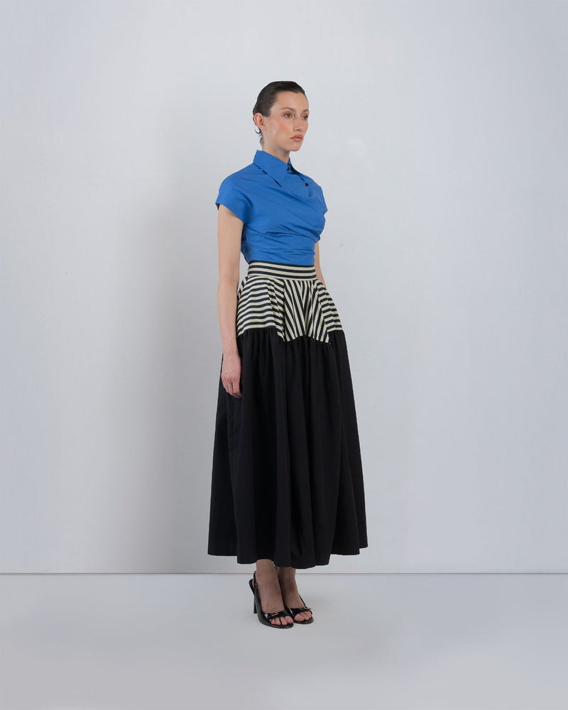 LILLE DRESS - Cobalt + Black + Black/White Stripes dress by Leh Studios in cobalt for women Worldwide