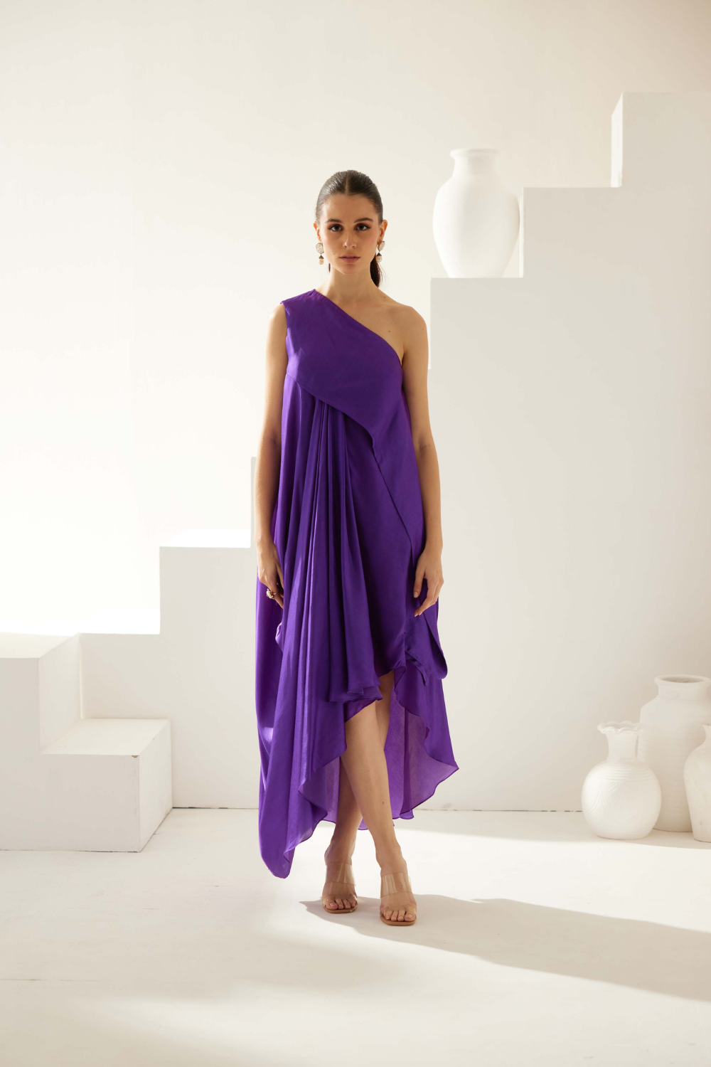 Purple aysmmetrical maxi dress