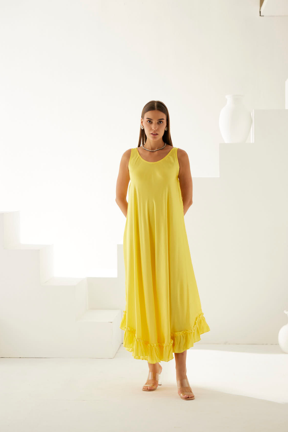 Yellow midi dress