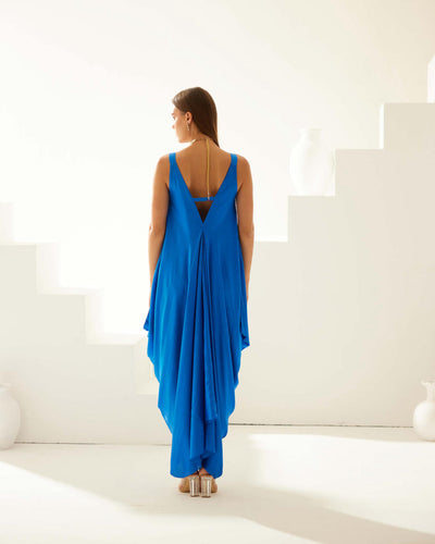 Cobalt blue satin maxi dress