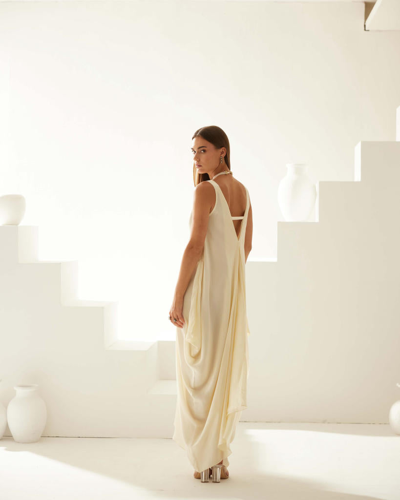 Cream satin maxi dress