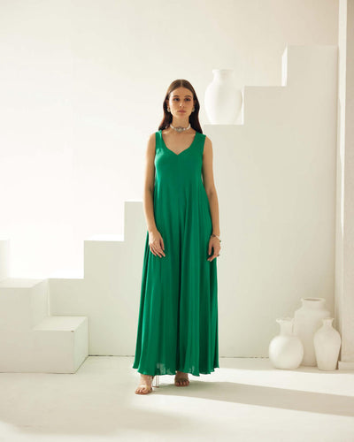 Green sleeveless jumpsuit