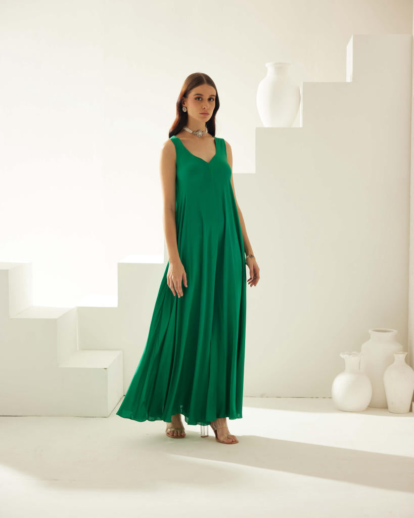 Green sleeveless jumpsuit