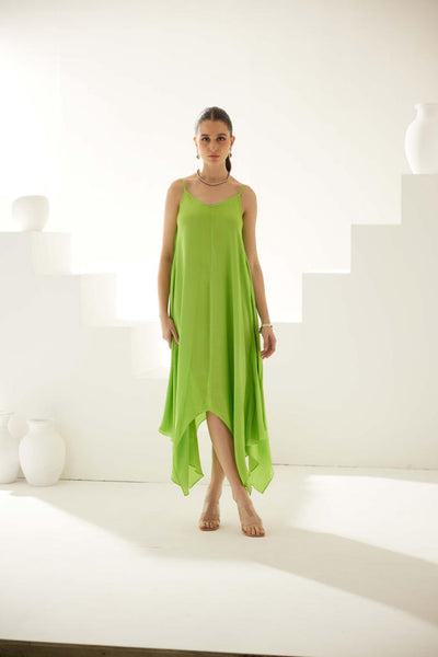 Lime green strappy midi dress