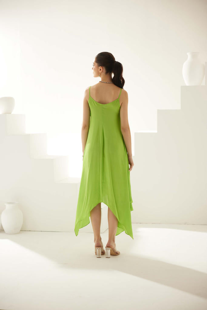 Lime green strappy midi dress