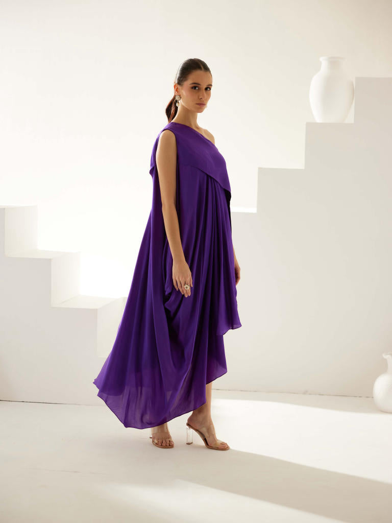 Purple aysmmetrical maxi dress