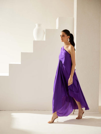 Purple aysmmetrical maxi dress