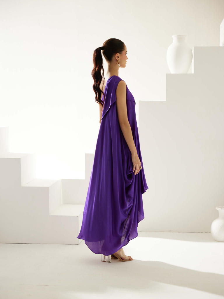 Purple aysmmetrical maxi dress