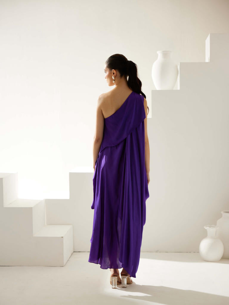 Purple aysmmetrical maxi dress