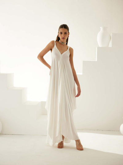 Ivory satin maxi dress