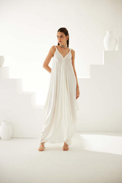 Ivory satin maxi dress