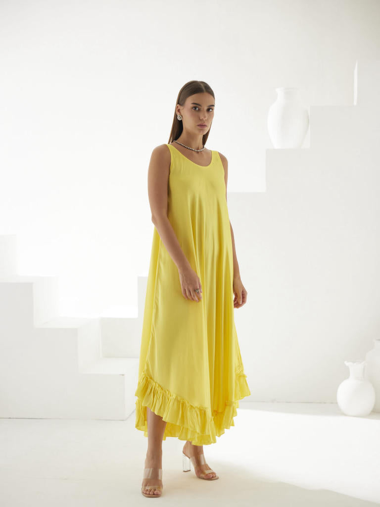 Yellow midi dress