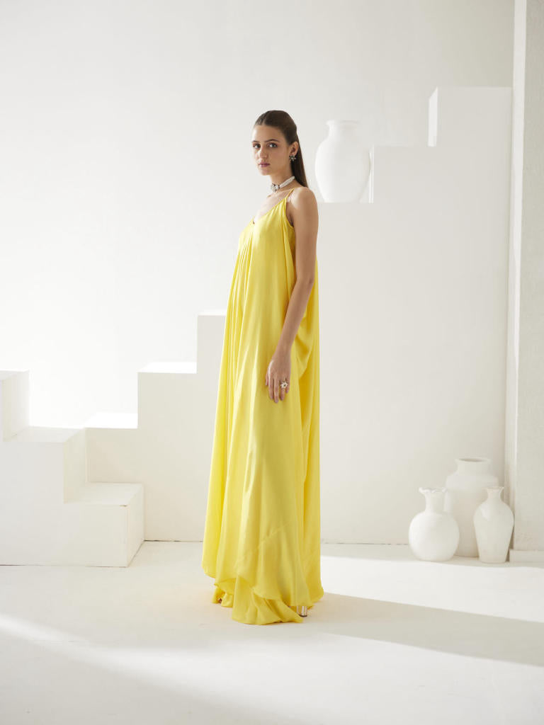 Yellow strappy maxi dress