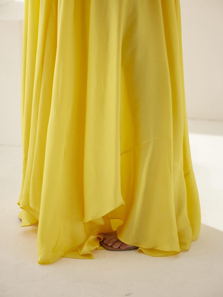 Yellow strappy maxi dress