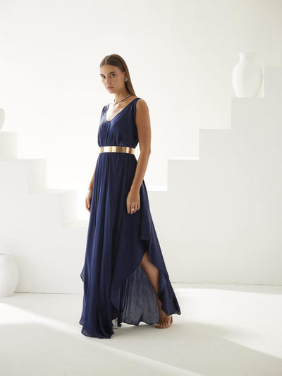 Navy v-neck maxi dress