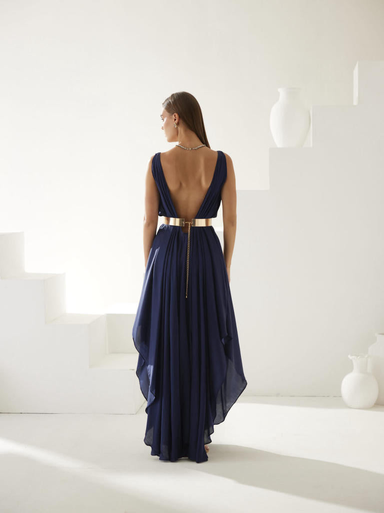 Navy v-neck maxi dress