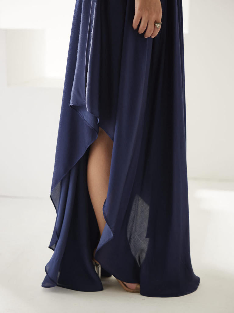 Navy v-neck maxi dress