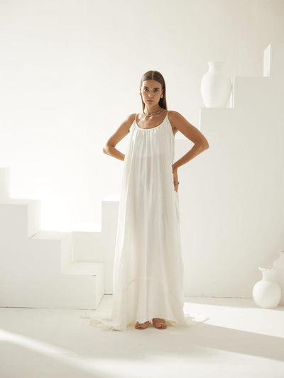 Off-white strappy maxi dress