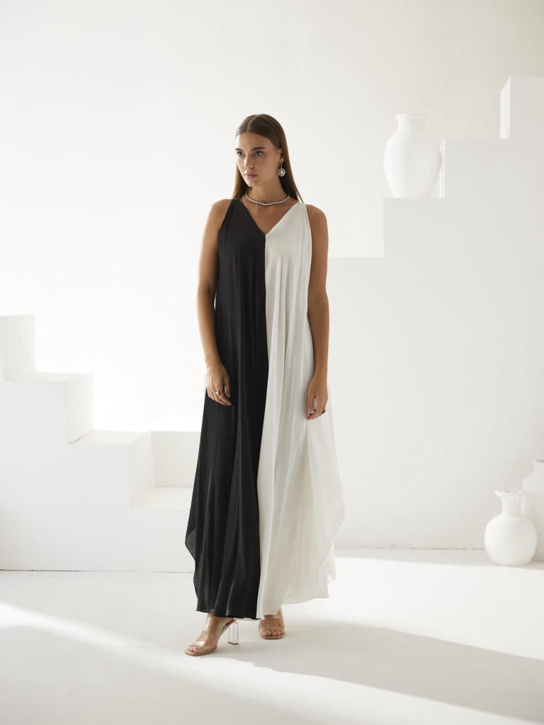 Black & White colorblock maxi dress