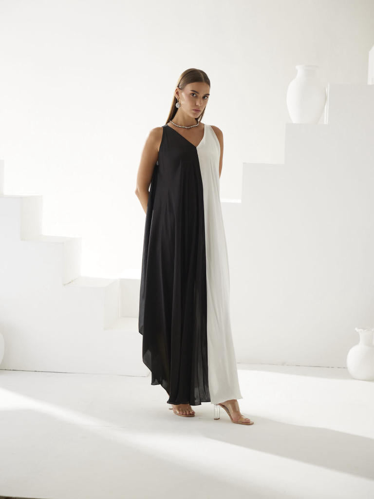 Black & White colorblock maxi dress