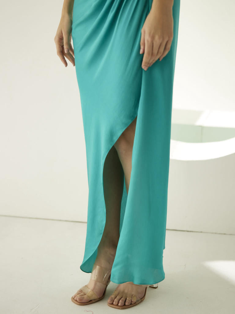 Turquoise halter maxi dress