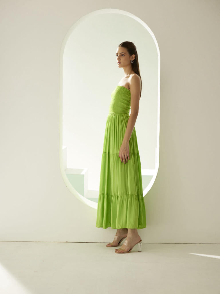 Lime green tier maxi dress