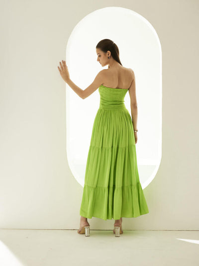 Lime green tier maxi dress