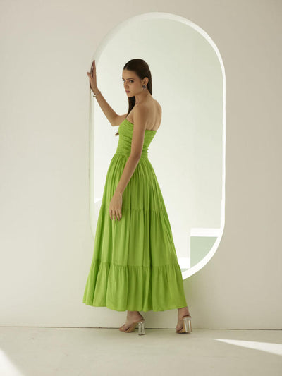 Lime green tier maxi dress