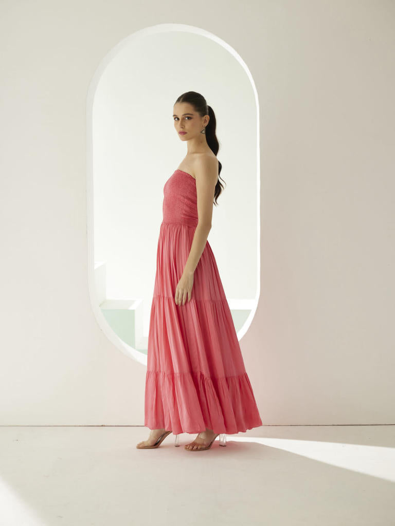 Peach tier maxi dress