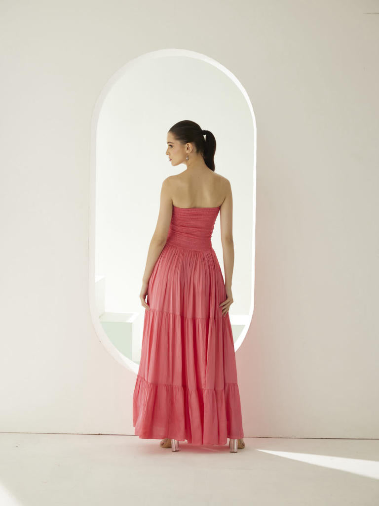 Peach tier maxi dress