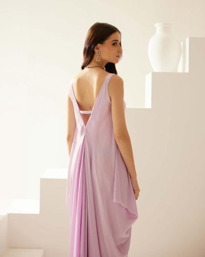 Lilac satin maxi dress