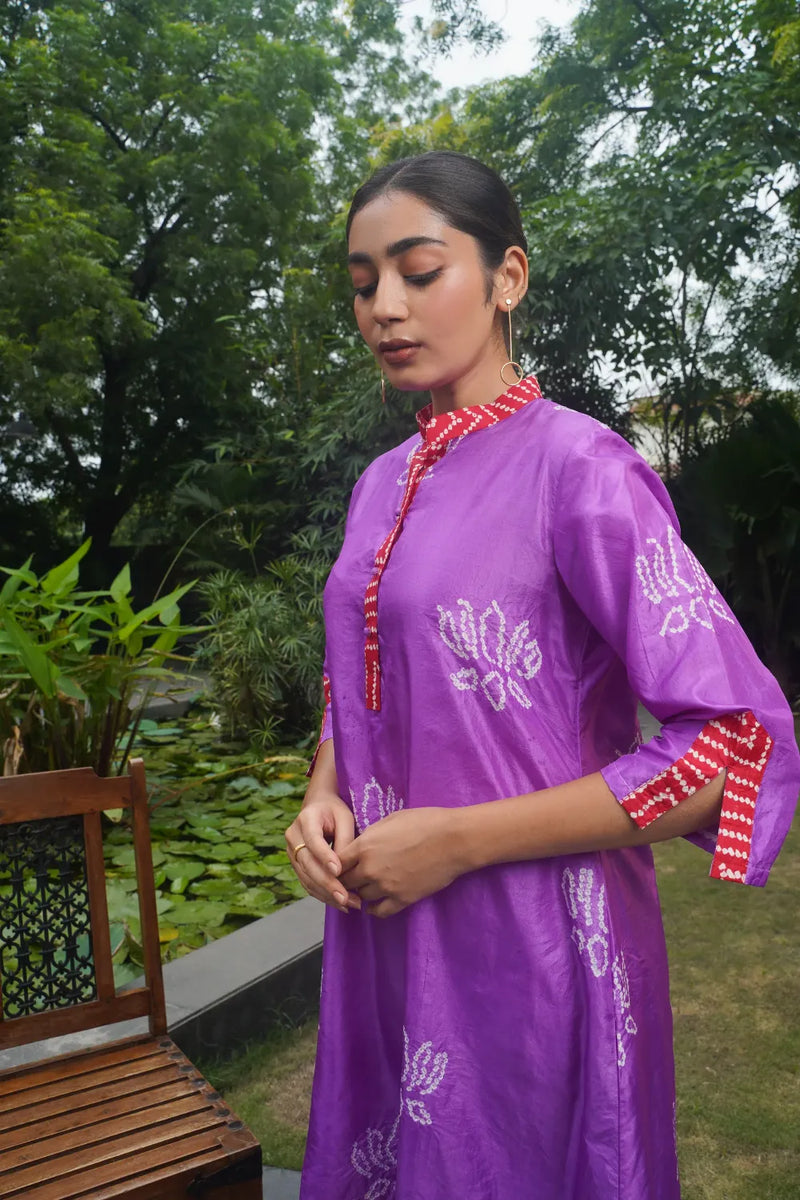 LOTUS SET-LAVENDER silk by Dyelogue for women Worldwide