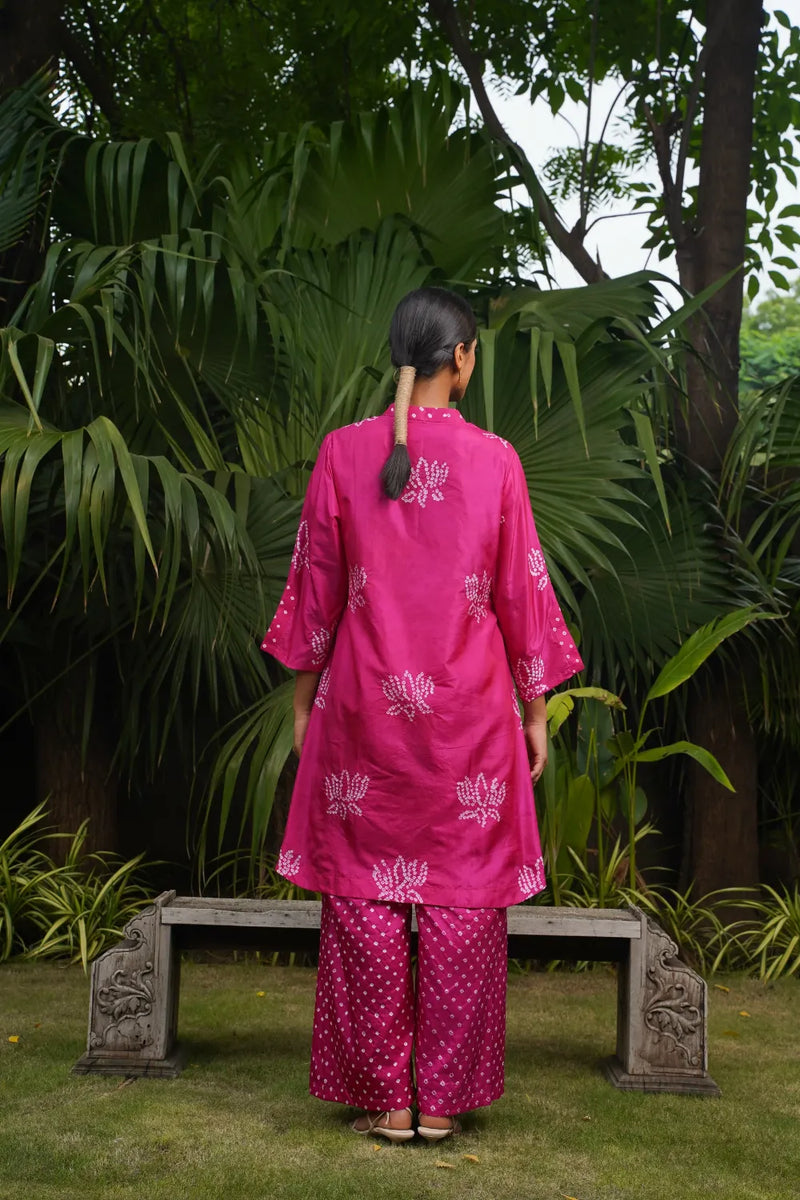 LOTUS SET-PINK silk by Dyelogue in pink color for women Worldwide