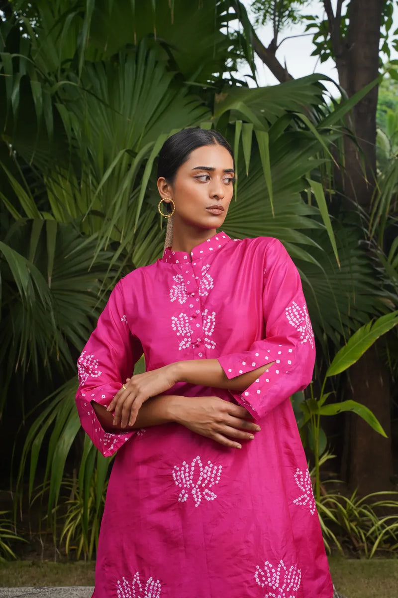 LOTUS SET-PINK silk by Dyelogue in pink color for women Worldwide