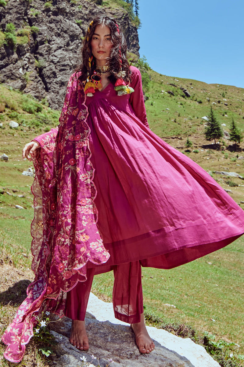 Lou Anarkali Set – Grape cotton mul by Paulmi & Harsh-kahan Sep'26 in purple for women Worldwide